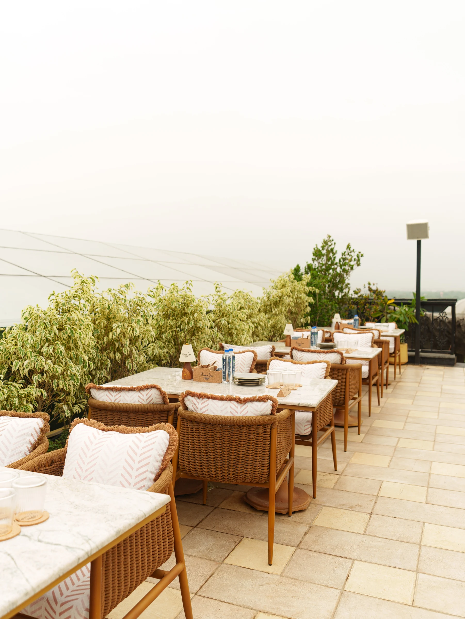 The terrace on a misty morning