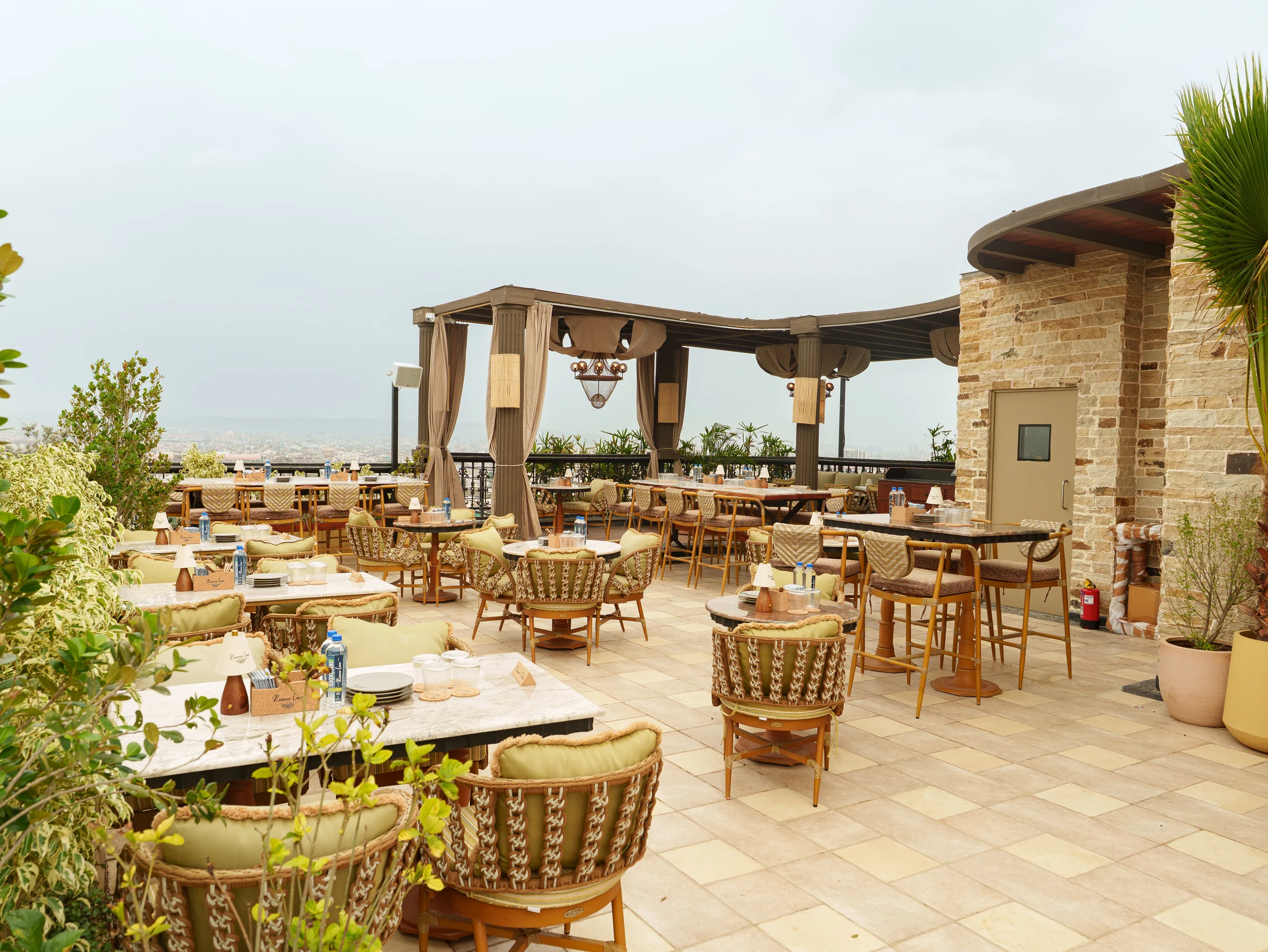 The terrace pergola under the open sky
